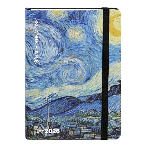 HALTADEFINIZIONE - Agenda Mini Giornaliera 12 Mesi, Agenda 2026 con Copertina Stampata con un'Opera d'Arte di Monet, Chiusura ad Elastico, Doppio Segnalibro e 352 Pagine, 11 x 15.3 cm, Notte