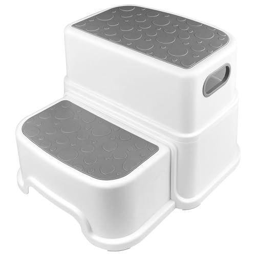 Maxentico 2 Gradini Sgabello Bambini, Antiscivolo Scaletta WC per Bambini, Rimovibile Scalino per Bambini Bagno, Gradino Bambini Bagno, Sgabellino Bimbi, Toddler Step Stool, Tabouret Enfant (Grigio)