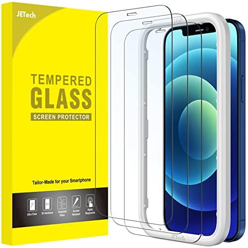 JETech Pellicola Protettiva a Copertura Totale per iPhone 12/12 Pro 6,1 Pollici, Vetro Temperato Film con Strumento di Installazione Facile, Compatibile con Cover, HD Chiaro, Pacco da 3