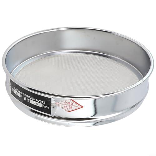 Setaccio di prova in acciaio da 20 cm, telaio cromato, 4 maglie 600, bordi lisci (30 maglie)