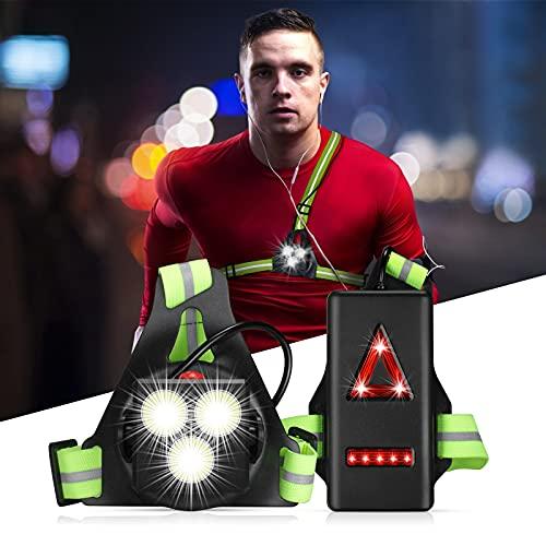 DAWINSIE Luce Corsa Ricaricabile USB, Running Light 3 Modi Impermeabile Sport All' Aria Aperta, Perfetto Lampada Corsa, con 360° Nastro Riflettente per Jogging, Campeggio, Corsa