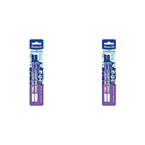 Pelikan 921734 Cancellino Inchiostro Super Pirat 850B/2/B a Doppia Punta, Correttore a Penna Punta B, 2 Pezzi, Rosa - Blu, 2 Correttori (Confezione da 2)