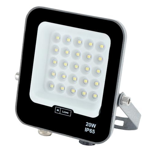 M Ledme - Faretto Proiettore Led Napoli Plus 20W, 2.400 lumen, IP65 Dimmerabile, Colore Luce Calda (3000 k), illuminazione esterna, uso per giardino, cortili, parcheggio, hotel, navi ecc. LM6803