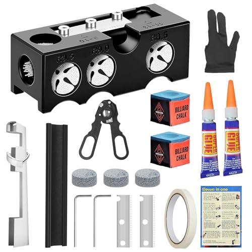 Krbnk Kit di Riparazione per Stecca da Biliardo 11 in 1, Kit di Ricambio per Punte per Stecca da Biliardo, Kit di Riparazione per Stecche da Biliardo, Accessori per Stecca da Biliardo