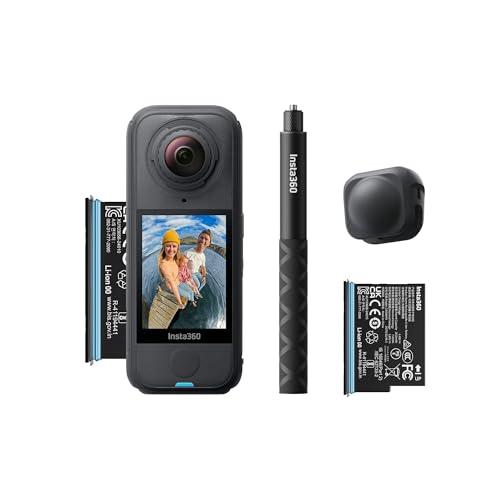 insta360 X4 Air Starter Bundle - Action Camera 8K 360° con obiettivi sostituibili, include bastone per selfie, copriobiettivo e batteria aggiuntiva (2 pezzi)