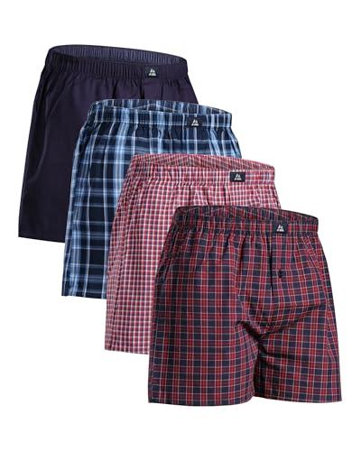 DANISH ENDURANCE Boxer Uomo Americani Cotone Biologico 100%, Leggeri e Traspiranti, 4 o 6 Paia, Blu/Rosso Misto, M