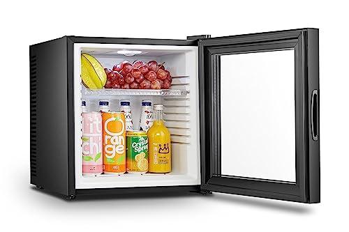 Melchioni Family | Mini Frigo con Porta in Vetro, Modello ICEBERG GLASS, Capacità Totale 23 Litri, Frigobar Termoelettrico, Silenzioso con Luce a Led, Classe E, Colore Nero
