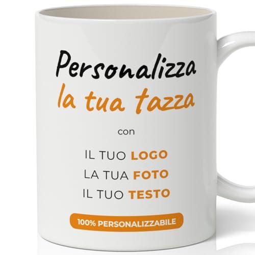 LASERO' Tazza Personalizzata in Ceramica Bianca 330 ml - Idea Regalo Personalizzato – Tazza Personalizzabile con Foto o Testo - Adatta a Lavastoviglie & Microonde
