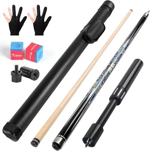 Kmise Stecca da biliardo da 58 '' 595,3 g, con stecca telescopica in fibra di acero, fatta a mano, set professionale da biliardo con custodia per stecca da biliardo in pelle, gesso e guanti. (modello