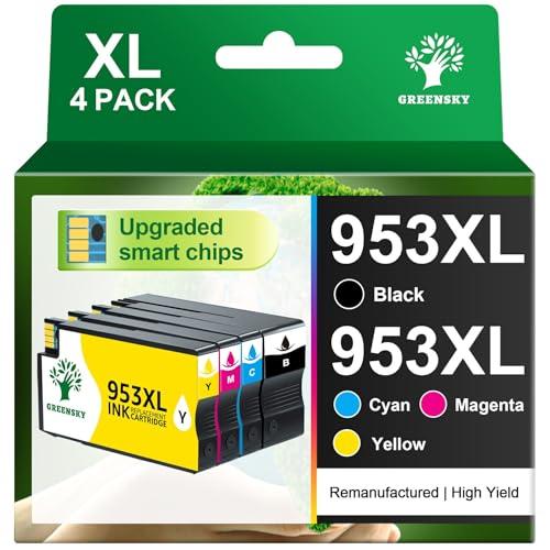 GREENSKY 953XL 953 XL Rigenerato per Cartucce HP 953XL Multipack Compatibili per HP OfficeJet Pro 7720 7740 8715 8710 8210 8720 8730 7730 4 Colori Alta Resa con Chip (Nero Ciano Giallo Magenta)