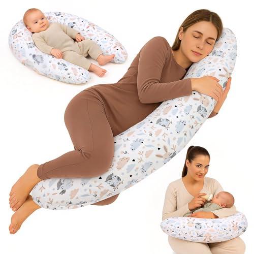 Totsy Baby Cuscino allattamento e gravidanza 190cm – Guanciale laterale corpo per dormire sul fianco Supporto perfetto per il riposo e il relax Ideale per maternità e futuro mamme Forma a C Oeko-Tex
