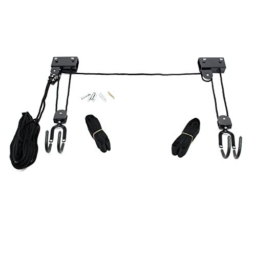 Wiltec Sollevatore a soffitto per Bici, Canoe e Kayak Fino a 45 kg Supporto con Gancio e carrucola