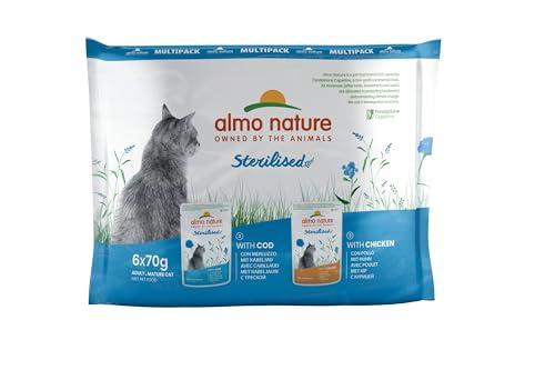 almo nature Pfc Functional Sterilised con Merluzzo e Con Pollo, Blue, 70 g, Confezione Da 6