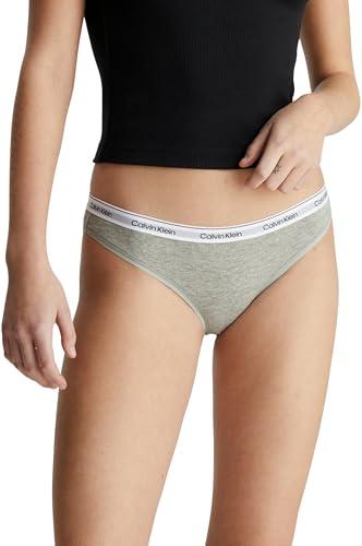 Calvin Klein Donna Slip Taglio Bikini con Fascia con Logo, Grigio (Grey Heather), XS