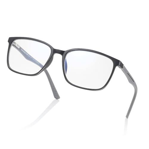 ZENOTTIC Occhiali con Filtro Luce Blu, Occhiali da Lettura Uomo con Montatura TR Quadrata, Antiriflesso per Sport e Computer Nero 1 Dioptres