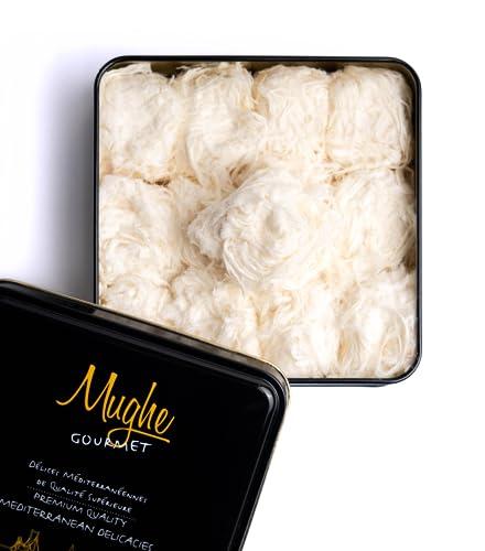 Mughe Gourmet Dolcetto Pismaniye di Zucchero Filato Turco (12 Fluffs) - Scatola Regalo Speciale per Caramelle Halva - Confetteria Pishmaniye -Tradizionale Halvah Filato- Regali Perfetti per Compleanni