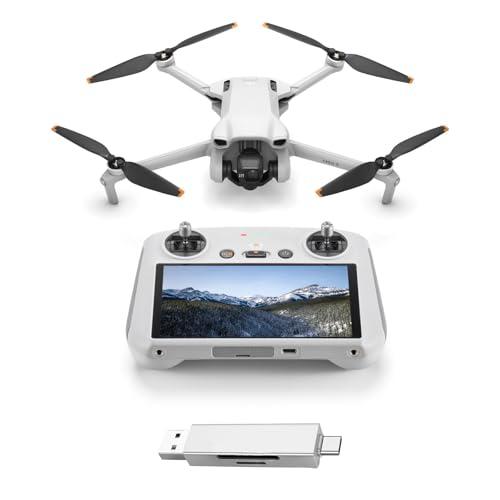 DJI Mini 3 (con DJI RC) Bundle– Mini Drone con Fotocamera Leggero e Pieghevole con Video in 4K HDR, Autonomia di 38 Minuti, C0 (Lettore di schede)