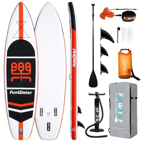 FunWater Inflatable Stand Up Paddle Board Surfboard SUP Complete Paddleboard Accessories Pagaia regolabile,pompa,zaino da viaggio,guinzaglio di sicurezza,custodia per cellulare impermeabile