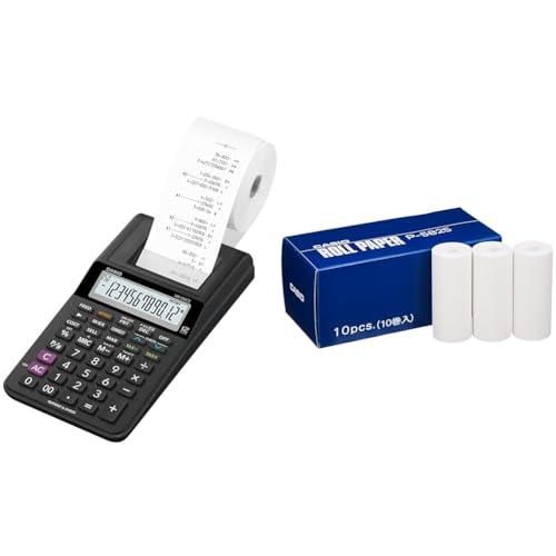 Casio HR-8RCE-BK Calcolatrice Scrivente Portatile, Display a 12 Cifre, Funzioni Check e Correct & P 5825 e della carta rechenmaschine innenliegende Rotolo di carta adatto HR 8tec e HR 8rce