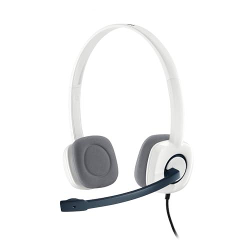 Logitech H150 Cuffie Cablate per Computer, Stereo con Microfono Girevole e Cancellazione ‎Rumore, Doppio Jack Audio da 3.5 mm, Controlli sul Cavo, PC/Mac/Laptop, Bianco