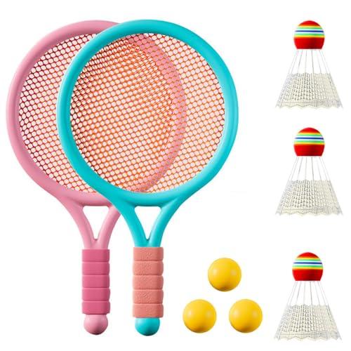 Roysmart Set di volani per bambini, racchetta da badminton, giocattolo leggero, con 2 palline da allenamento morbide e 2 badminton