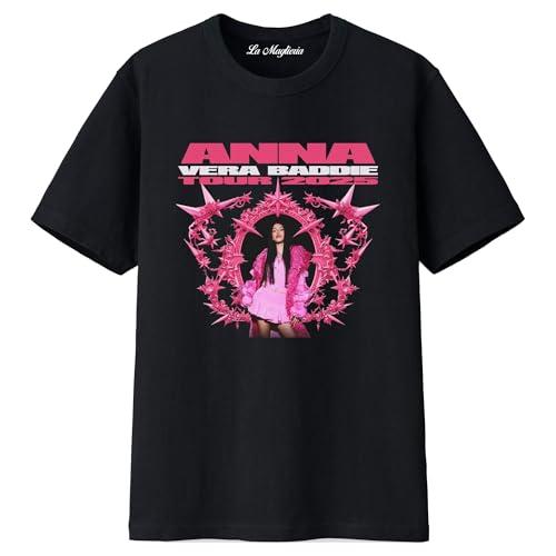 MAGLIERIA CONFORTI Maglietta t-Shirt per Bambina Ragazza di Anna - Vera Baddie Tour 2025 (IT, età, 12 Anni, 14 Anni, Regular, Nero)