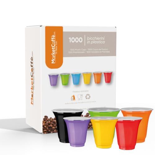 1000 Bicchierini Plastica per caffè 80cc vari colori Bar macchina caffè (Multicolor) – Ideali per uso professionale e domestico, perfetti per eventi, feste, uffici, catering e distributori automatici.