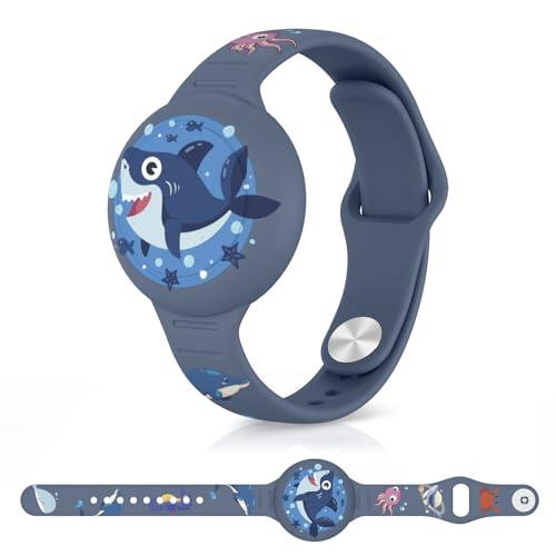 Meliya Bracciale in Morbido Silicone per Bambini per Apple Airtag, Protettiva GPS Anti-Perso, Localizzatore di Monitoraggio Impermeabile, Cinturino per Adolescenti Anziani Bambi (Blu grigio)