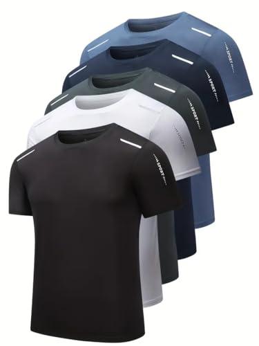 Maglietta Sportiva da Uomo, in Seta di Ghiaccio, ad Asciugatura Rapida, a Maniche Corte, Traspirante, per Corsa, Allenamento (1 Pezzo), Nero, M