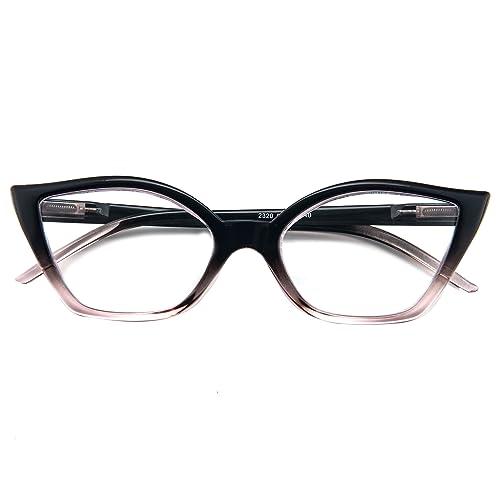 Kodilin Occhiali da Lettura Donna Anti Luce Blu Cat Eye Occhiali per PC con Cerniera a Molla, 2.5 Rosa