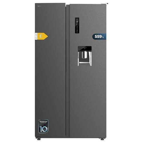 Cecotec Frigorifero americano Bolero Coolmarket SBS 559 Dark E. 559L, 177 cm x 90 cm, Classe E, sistema di flusso multi -aria, totale del gelo, inverter plus.