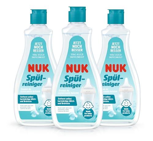 Detergente per biberon NUK | 500 ml | Ideale per la pulizia di biberon, tettarelle e accessori per bambini | Detergente senza profumazione | pH neutro | Flacone 100% riciclabile | 3 pezzi