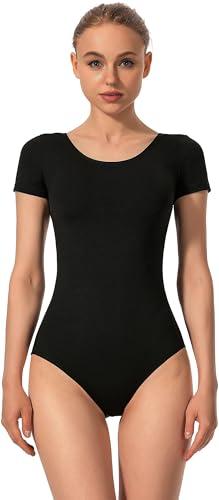 Mulnall Danza Leotard per Donne Balletto Manica Lunga Ginnastica Classica Danza Squadra Basic Manica Corta Body da balletto Fodera Frontale Completa(4027-06-S)
