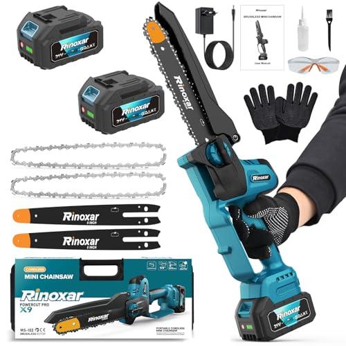 Mini Motosega a Batteria per Potatura, 8 Pollici 20V/8000mAh Sega a Batteria per Potatura con Lubrificazione Automatica, 1300W Motore Brushless, per Giardinaggio - PowerCut X9 Pro