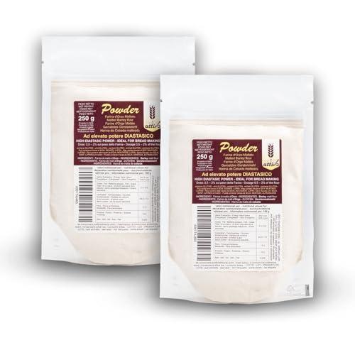 Malto Attivo, Box Powder da 500g (2 x 250g), Farina di Malto d’Orzo ad Elevato Potere Diastasico, Malto Diastasico Ideale per Panificazione, 14.000 Unità Pollak, Made in Italy.