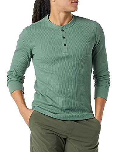 Amazon Essentials Felpa con Collo Serafino a Nido D’Ape a Maniche Lunghe Slim Uomo, Verde, L