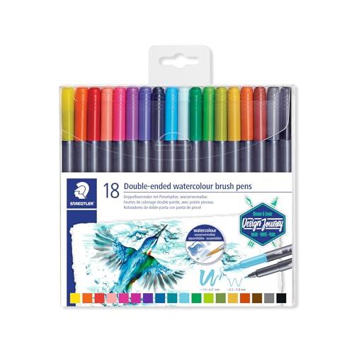 STAEDTLER 3001 TB18 - Pennarelli a punta doppia, colori assortiti Pack of 18 Assorted
