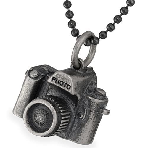 925 collana in argento sterling sulla catena della sfera per gli uomini pendenti per gli uomini collana pendente della macchina fotografica collana a catena fotografo collana foto ossidato mens regalo