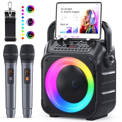 Ankuka Karaoke con Microfono Karaoke Professionale Completo Karaoke per Adulti con 2 Microfoni Wireless Cassa Bluetooth Potatile con PA Sistema, Supporta Bluetooth/TF/USB/AUX/FM/TWS