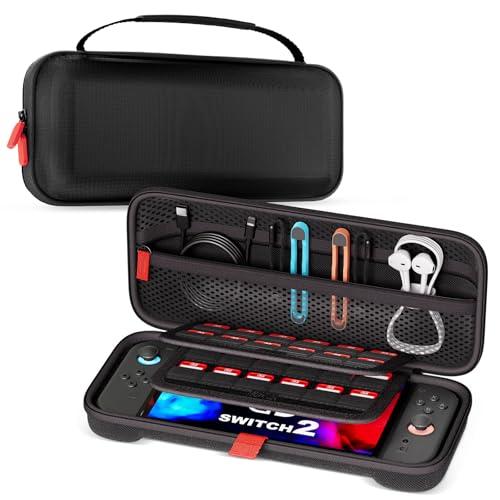 ProCase Borsa per Console Custodia per Nintendo Switch 2 2025 con 24 Slot per Schede di Gioco, Custodia Protettiva Dura da Viaggio Portatile Adatta per Console e Accessori -Nero