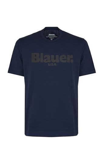 Blauer T-Shirt in Tono Bourne (IT, Testo, L, Regular, Regular, Blu)