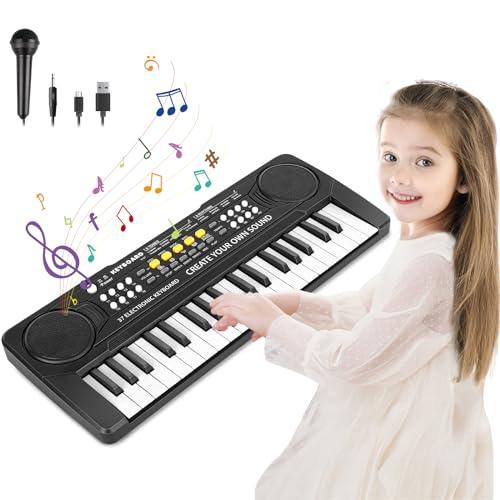 m zimoon Pianola Bambini 37 Tastiera Elettronica Musicale con Microfono, Pianola per Bambini Media Portatile Multifunzione, Music Giocattolo Educativo Regalo per 3 4 5 6 7 8 Ragazzi Ragazze