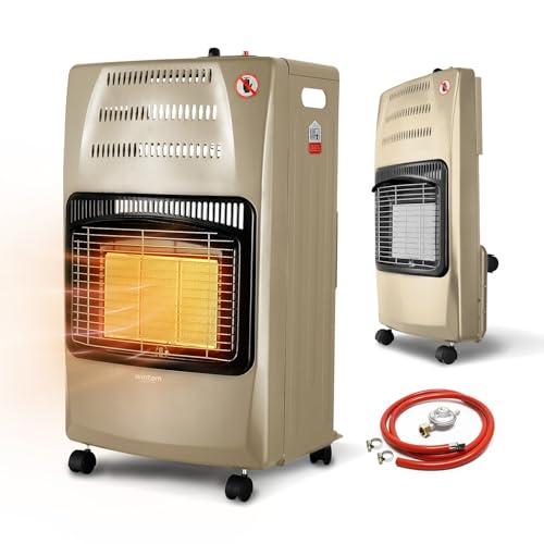 Wintem - Stufa a Gas Richiudibile 4200W con 3 Livelli di Riscaldamento, Accensione Piezoelettrica e Vano Porta-Bombola da 15Kg, Compatta e Facile da Riporre (Beige)