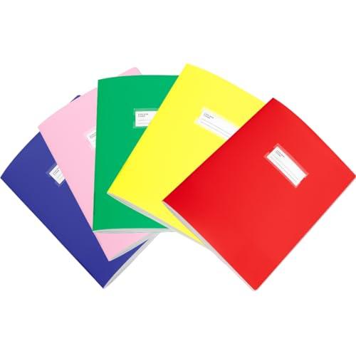 Seven Quaderni A4 Maxi, 100g/m², Set di 5 Quaderni Colorati con Copertina PPL (Medie - 5M)