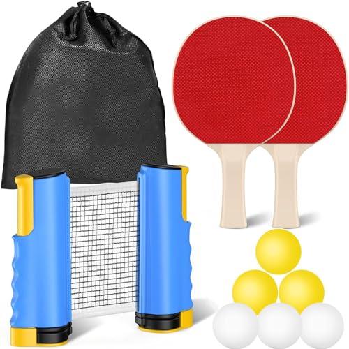 Set di Racchette da Ping Pong Professionali - 2 Racchette, 6 Palline Retrattili Con Sacca di Stoccaggio
