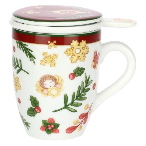 THUN, Tisaniera in Porcellana, Collezione Sorprese di Natale, Tisaniera da Collezione, Idea Regalo per Natale, 350 ml, Ø 9 cm, 12 cm h