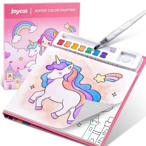 JoyCat album da colorare per bambini, set di pittura ad acquerello per bambini dai 3-5 ai 4-8 anni,attività di disegno artistico e artigianale, regalo di compleanno per ragazzi e ragazze