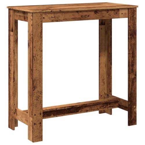 vidaXL Tavolo da Bar Legno Antico 102x50x103,5 cm in Legno Multistrato, Tavolo Bar da Cucina, Tavolo da Bar, Arredamento da Bar, Tavolo Alto