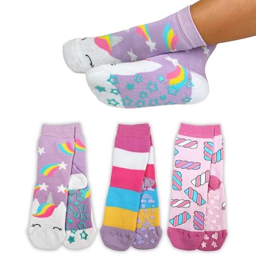 LEON D'ORO Calzini Bambina Antiscivolo Cotone 3 Paia Calze Bimba abs scuola casa gonfiabili, Made in Italy (IT, Numero, 35, 40, ASS3 3paia) (IT, Numero, 23, 28, ASS5 3 Paia)