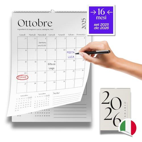 Calendario 2026 da Muro Italiano da 16 Mesi | Settembre 2025 - Dicembre 2026 | Calendario 2026 da Parete con Spazi per Scrivere (Minimalista)